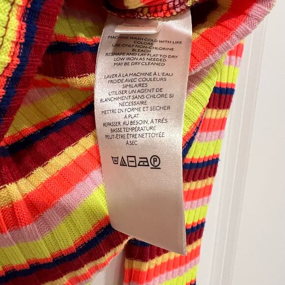 Maeve‎ by Anthropologie Women's Bright Striped Turtleneck Yellow Pink Size S - Picture 5 of 10